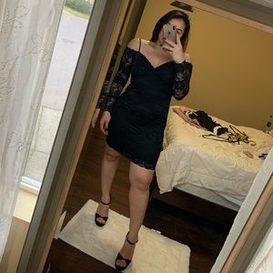 Black lace dress with sleeves